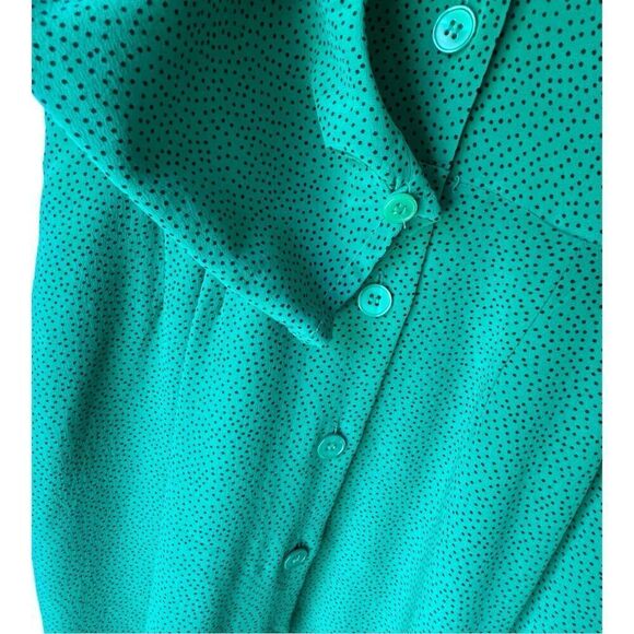 Women's dress emerald long sleeve KENAR2 100% Silk green back button neck size 6 - Picture 10 of 11